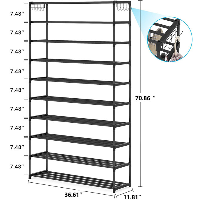 17 Stories 10 Tiers Shoe Rack Shoe Shelf Large Capacity Shoe Organizer
